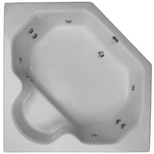 60 in. Acrylic Corner Drop-in Whirlpool Bath Bathtub in Biscuit
