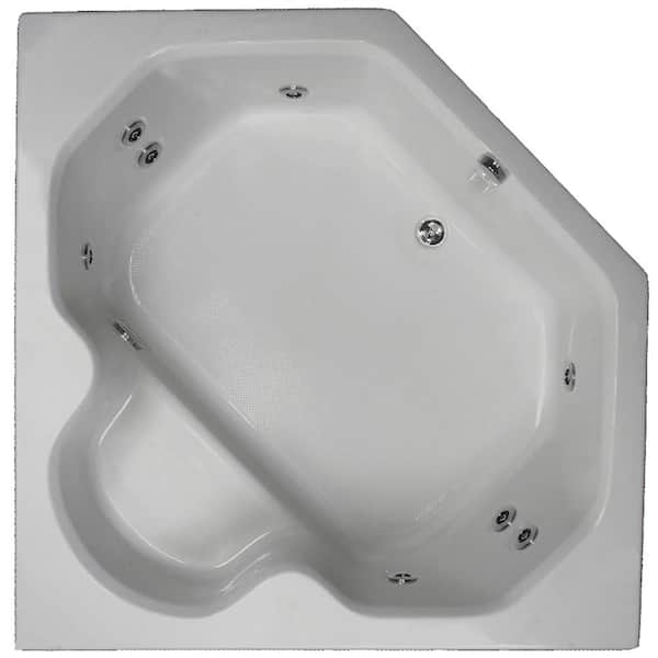 Comfortflo 60 in. Acrylic Rectangular Drop- In Whirlpool Bath Bathtub in White