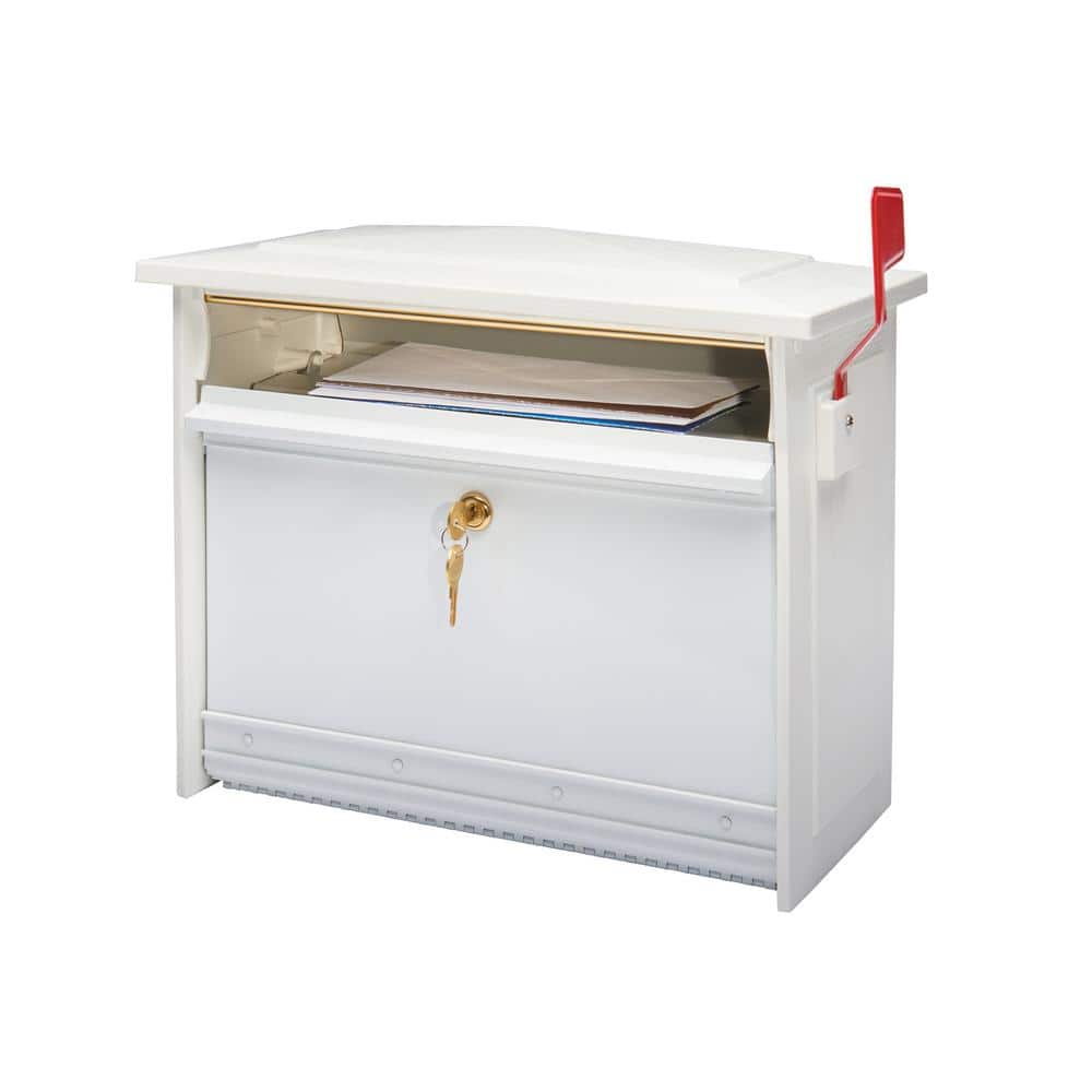 Medium White Aluminum Locking Wall Mount Mailbox