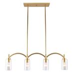 4-Light Devora 60-Watt Antique Gold Linear Pendant with Clear Glass