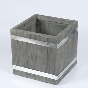 12.4 in. H Square MgO Fiberclay Plank Style Planter