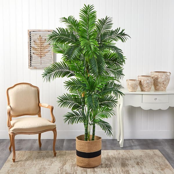 Nearly Natural 6 ft. Green Curvy Parlor Artificial Palm Tree in ...