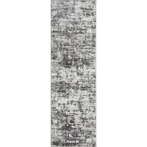 Rhane Akason Gray 2 ft. x 6 ft. 7 in. Abstract Polypropylene Runner Rug