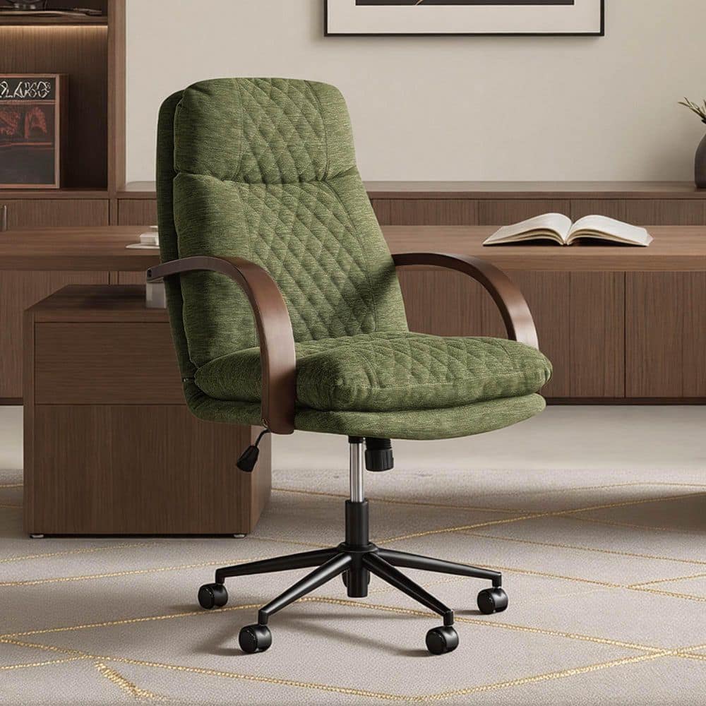 Hilo Fabric Swivel Ergonomic Office Task Chair in Moss Green with Diamond-Quilted Lumbar Support Backrest price history on PriceWatchPro