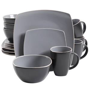 Hometrends Soho Lounge Grey 12-Piece Square Stoneware Dinnerware Set