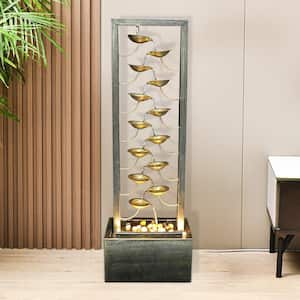43.5 in. Tall Iron Indoor/Outdoor 13-Tier Water Fountain with Acoustic and Optical Accents in Gold