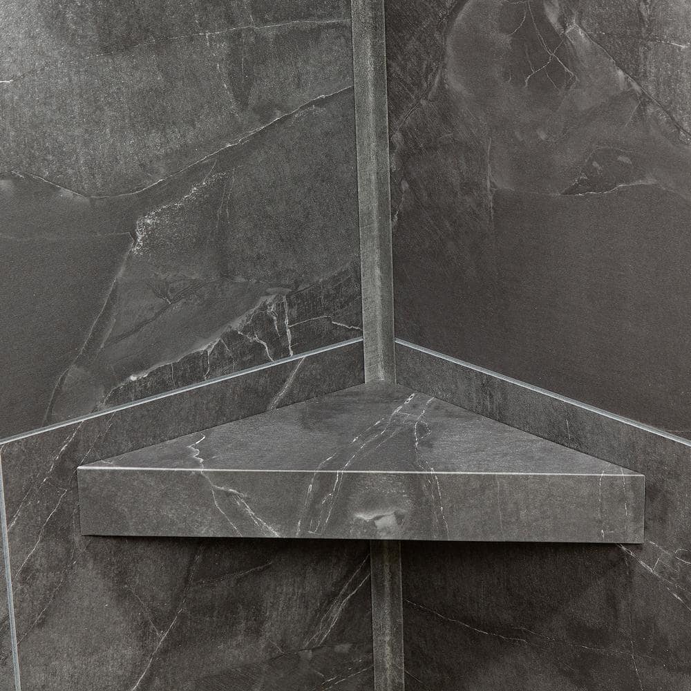 Cracked Slate Gray Vinyl Shower Surround Kit with Accessories