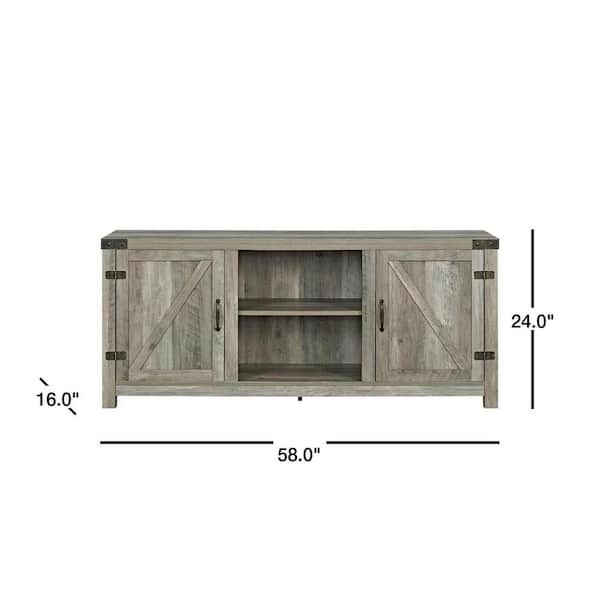 Home Accent Furnishings Tucker 58 inch Barndoor Highboy TV Stand in Grey  Wash