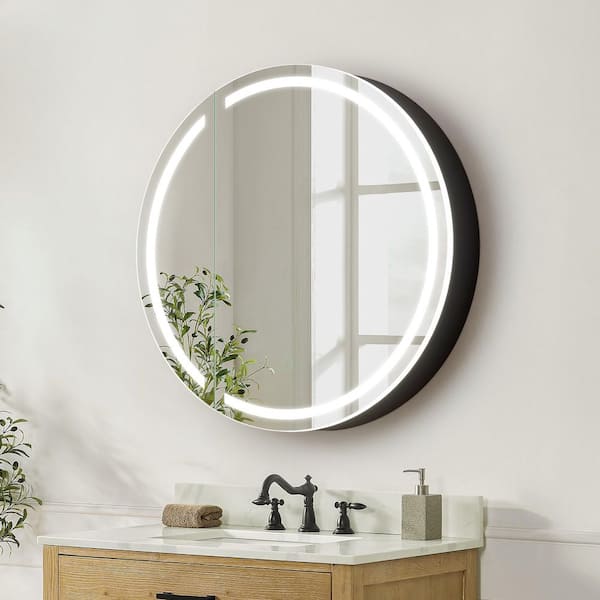Radiant 24 in. W x 24 in. H Round Aluminum Medicine Cabinet with Mirror