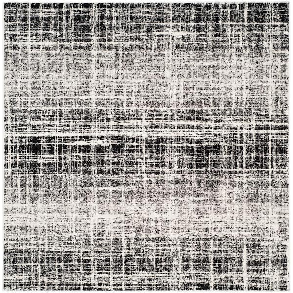 SAFAVIEH Adirondack Ivory/Black 6 ft. x 6 ft. Square Gradient Solid Area Rug