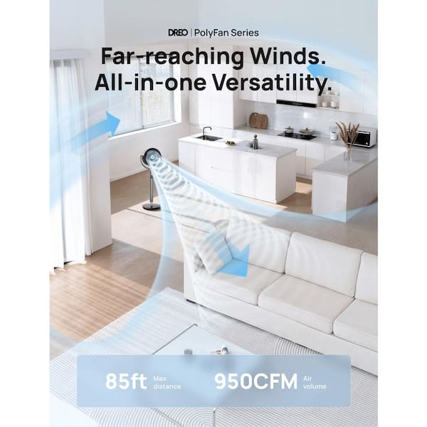Pedestal Fan with Remote, 42 in. Quiet Standing Fan for Home Bedroom, 120° Oscillating Floor Fan in Grey