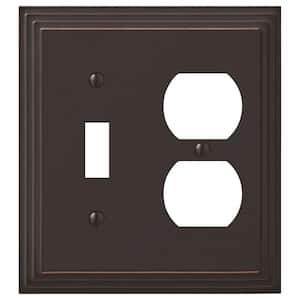 Tiered 2 Gang 1-Toggle and 1-Duplex Metal Wall Plate - Aged Bronze