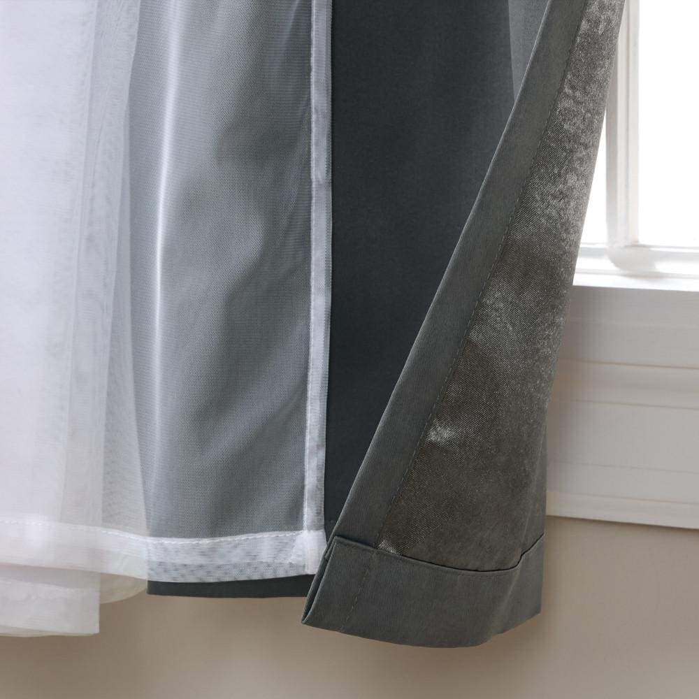 Talia Black Pearl and Cloud Gray Double Layer Blackout Grommet Curtains