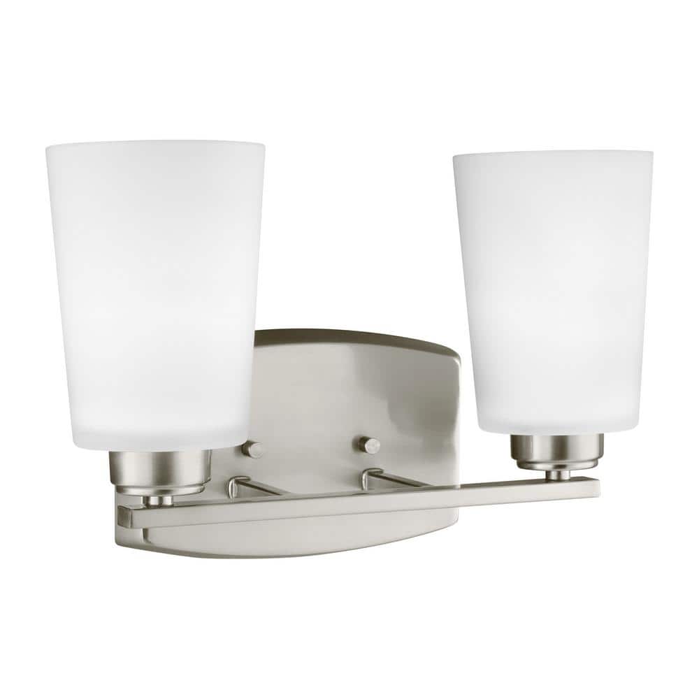 Franport 13 in. 2-Light Brushed Nickel Traditional Chic Wall Bathroom Vanity Light with Etched White Glass Shades price history on PriceWatchPro