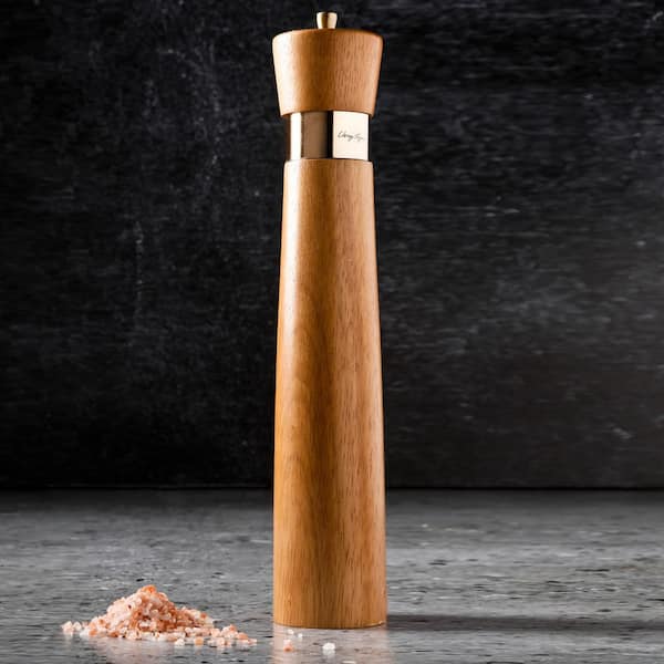 Cherry wood large salt and pepper grinders with ceramic grinders.