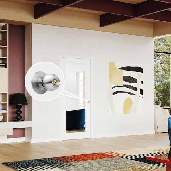 TENONER 32 in. x 80 in. Full-Lite Mirrored Glass Interior Door Slab MDF Solid Core White Finished With Silver Sphere Doorknob