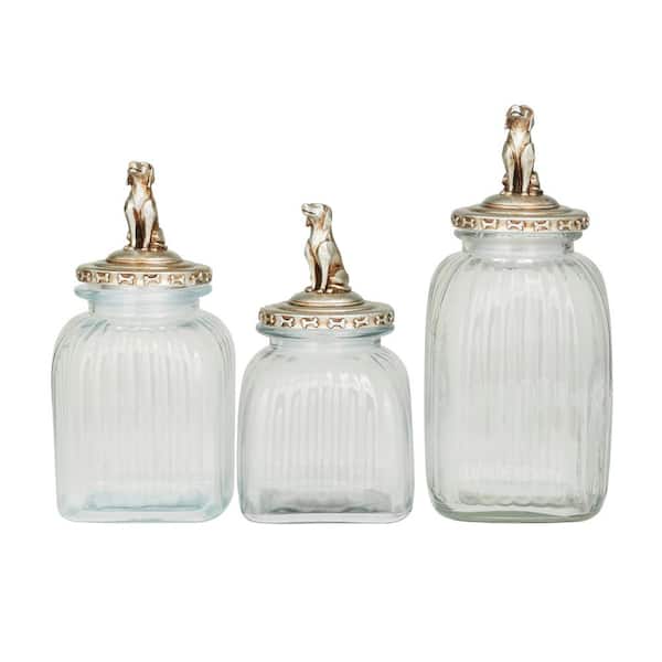 Litton Lane Clear Glass Decorative Jars (Set of 3)