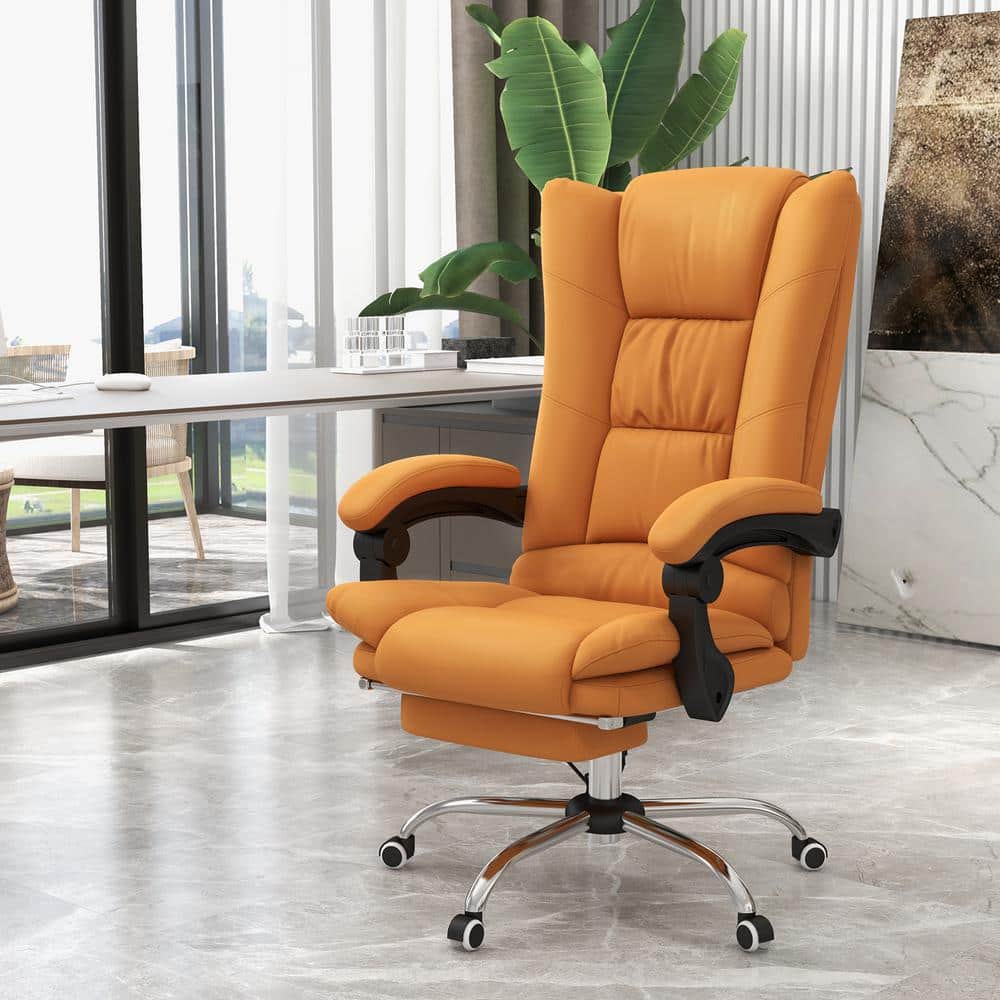 Light Brown High Back Leather Swivel Massage Office Chair