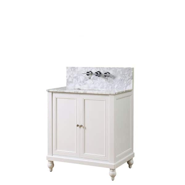 Direct vanity sink Classic Premium 32 in. Vanity in Pearl White with Marble Vanity Top in White Carrara with White Basin