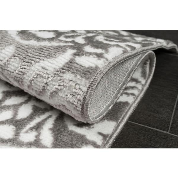 Sofihas Meadow Non-Slip Stair Rugs Boho Design - 31x31 Landing Mat - Gray