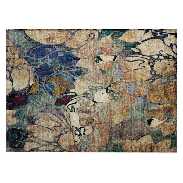 2' x 3' Beige Floral Indoor Outdoor Area Rug