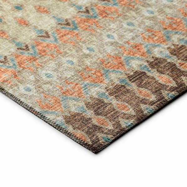 Bravado Brown 5 ft. x 7 ft. 6 in. Geometric Indoor/Outdoor Washable Area Rug