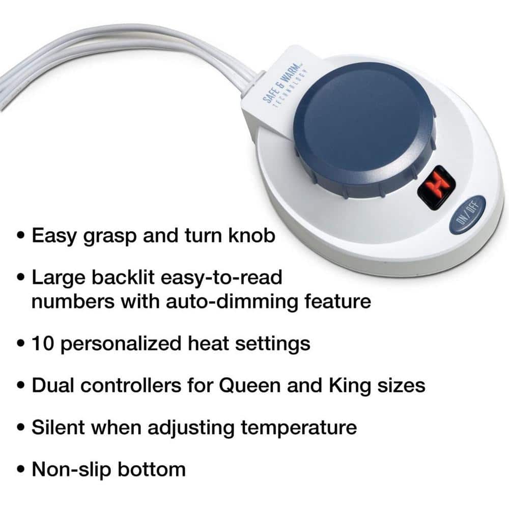 Twin Gray Microfleece Electric Heated Blanket with Analog Control