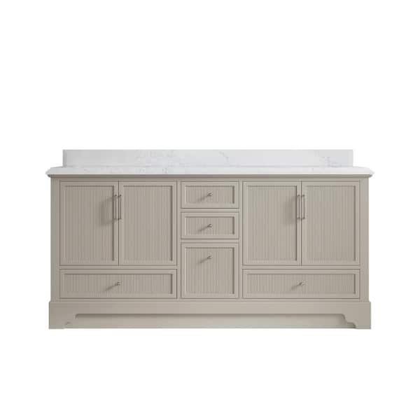 Willow Collections Alys 72 in. W x 22 in. D x 36 in. H Double Sink Bath Vanity in Fine Grain with 1.5 in. Empira White Qt. Top