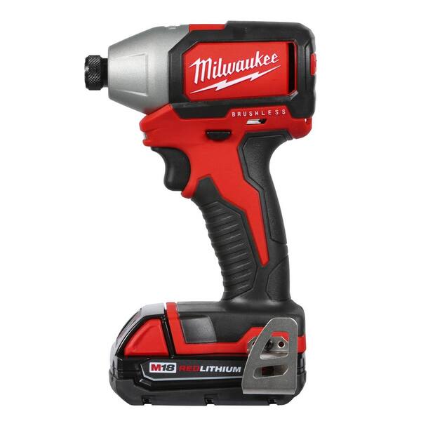 Milwaukee - M18 18-Volt Lithium-Ion Brushless Cordless 1/4 in. Cordless Impact Driver Kit W/(2) 2.0Ah Batteries, Charger & Hard Case