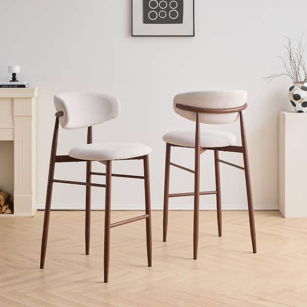 NEW CLASSIC HOME FURNISHINGS NEW CLASSIC HOME FURNISHINGS Royce Beige Fabric Upholstered Bar Stools (Set of 2)