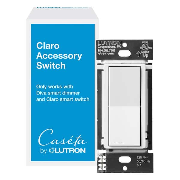 Lutron Claro Smart Accessory Switch, only for use with Diva Smart Dimmer Switch/Claro Smart Switch, White (DVRF-AS-WH)
