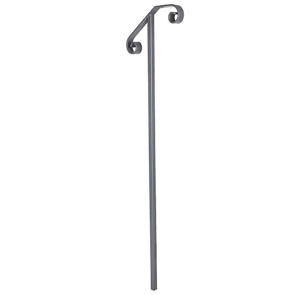 58 in. x 20.5 in. Single Post Handrail Wrought Iron Post Fits 1 or 2 Steps Handrails for Outdoor Steps Gray Railing Kit