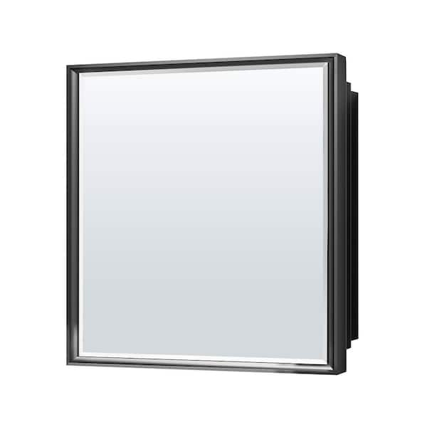 KeonJinn 30 in. W x 32 in. H Rectangular Brass Aluminum Alloy Black Framed Recessed/Surface Mount Medicine Cabinet with Mirror