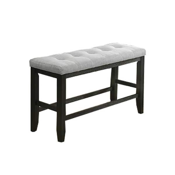 Benjara Black and White 48 in. Backless Counter Height Bedroom Bench with Tufted Seat