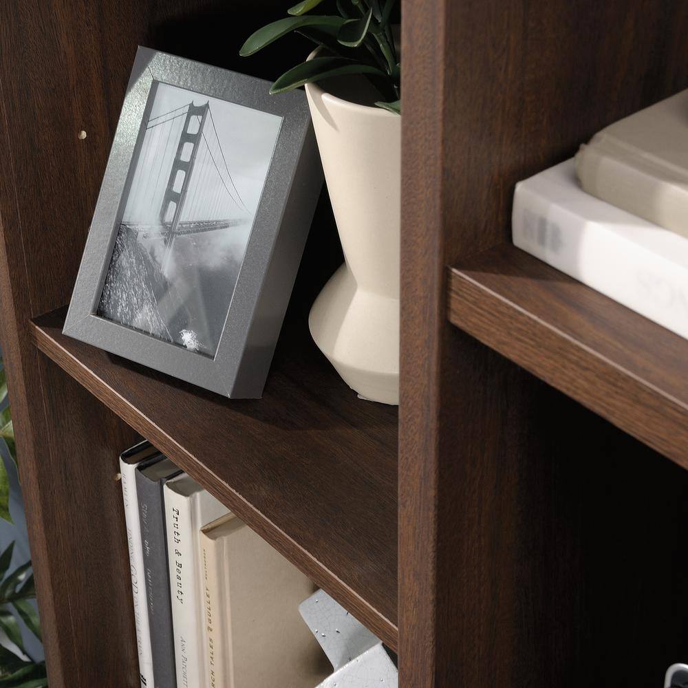 Spiced Mahogany Wood Computer Desk Hutch with Adjustable Shelf