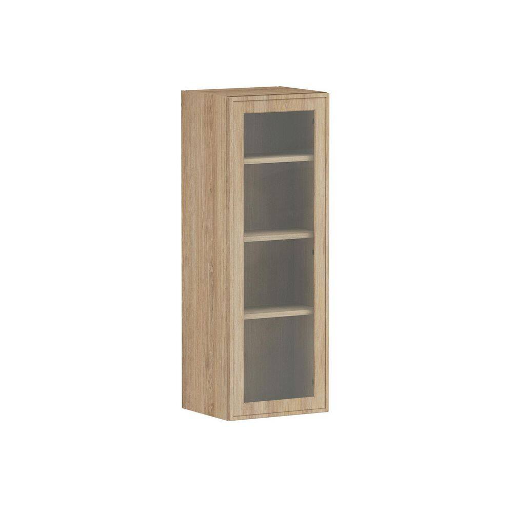 Designer Series Renly 15 in. W x 12 in. D x 42 in. H Assembled Slim Shaker Glass Door Wall Kitchen Cabinet in Sandstone price history on PriceWatchPro