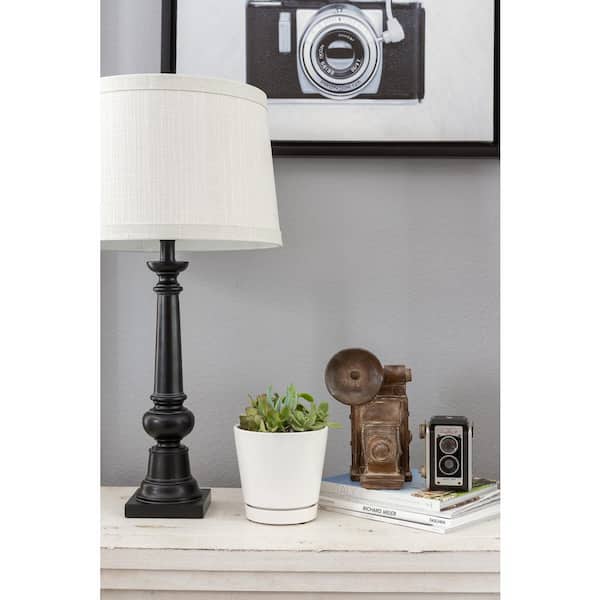 6 in. Piedmont Small White Ceramic Planter (6 in. D x 5.7 in. H) with Drainage Hole and Attached Saucer