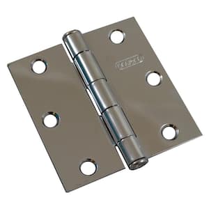 3 in. x 3 in. Chrome Full Mortise Butt Hinge with Removable Pin (2-Pack)