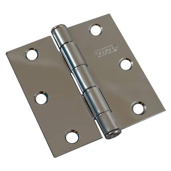 Onward 3 in. x 3 in. Chrome Full Mortise Butt Hinge with Removable Pin (2-Pack)