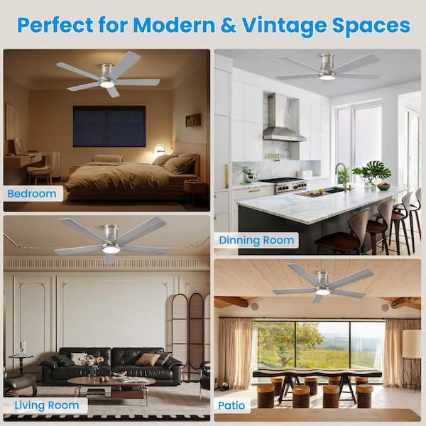 ZXXC 52 in. Indoor/Outdoor Nickel Downrod Mount Ceiling Fan