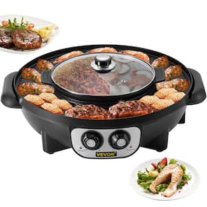 2 in 1 Electric Grill and Hot Pot BBQ Pan Grill Pot with Temp Control Smokeless Hot Pot Grill for 1-8 People Black
