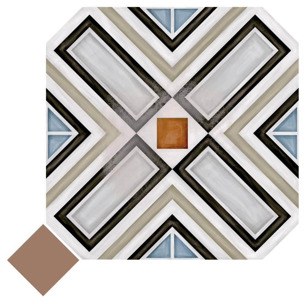 Vaudeville Octagon Deco Ritter with Taco Marron 8 in. x 8 in. Porcelain Floor and Wall Take Home Tile Sample price history on PriceWatchPro