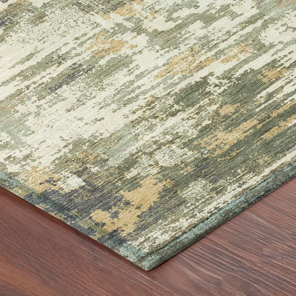 Chantille Machine Washable Indoor/Outdoor Abstract ACN2765 Sage 8 ft. x 8 ft. Round Rug