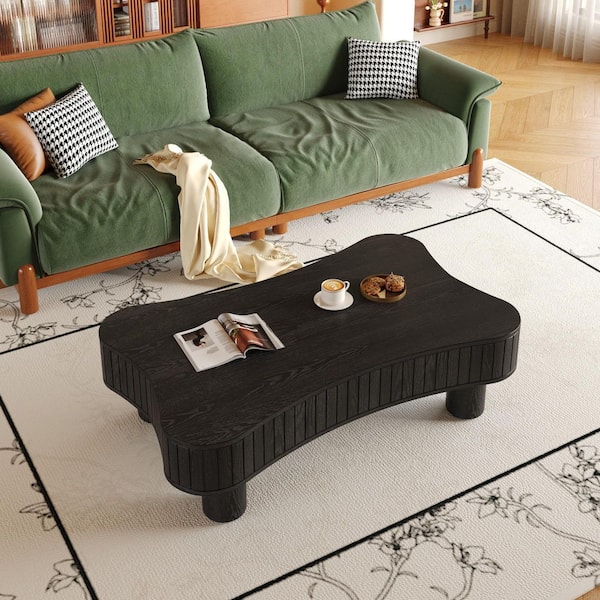 Lesly Vintage 48 in. Black Rectangle Solid Wood and MDF Coffee