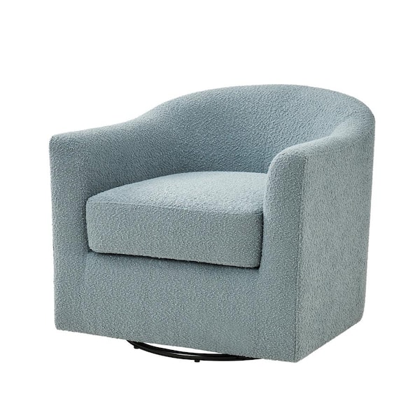 JAYDEN CREATION Catalina Blue Contemporary Upholstered Swivel Barrel Chair