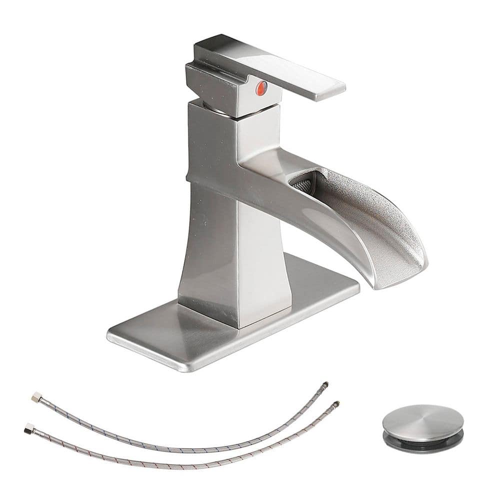 Waterfall Single Handle Stainless Steel Bathroom Faucet with Deckplate in Brushed Nickel price history on PriceWatchPro