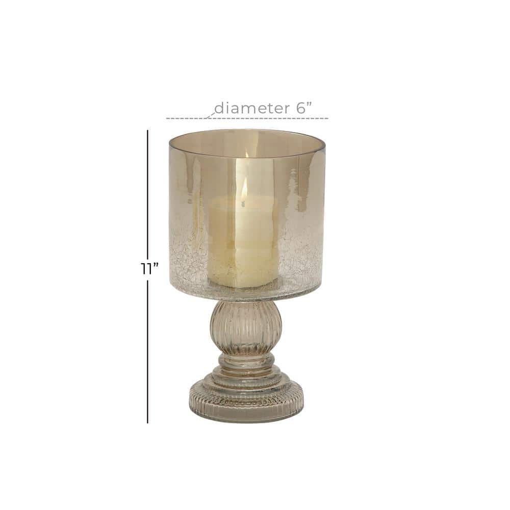 Brass and Glass 11" Traditional Hurricane Candle Lantern