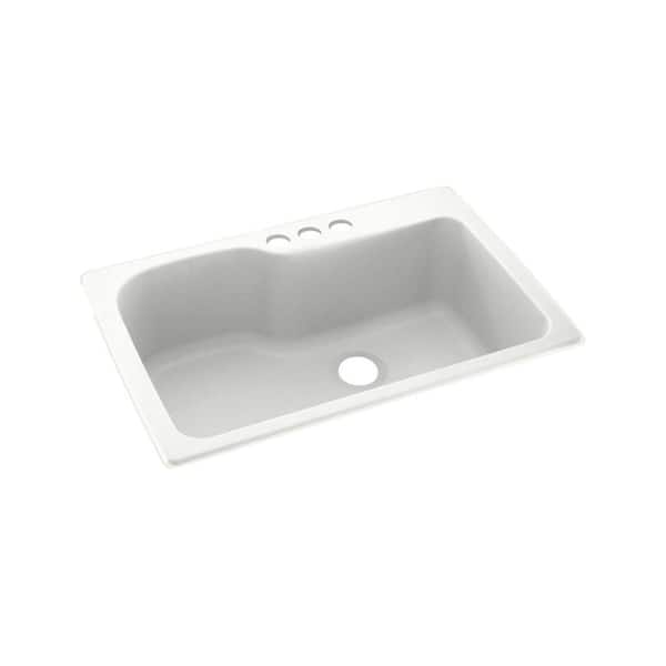 Swan Dual-Mount Solid Surface 33 in. x 22 in. 3-Hole Single Bowl ...