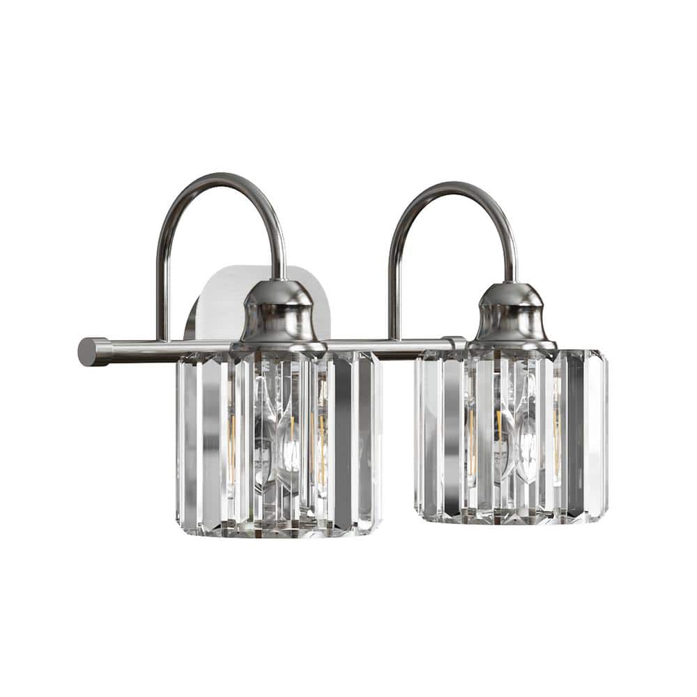 ExBrite Merrin 14.3 in. 2Light Brushed Nickel Bathroom Vanity Light