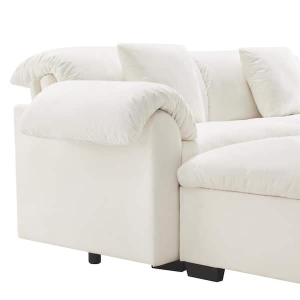 【大注目】 Clihome 84 in. White Velvet 2-Seater Loveseat with Storage リュック・バックパック